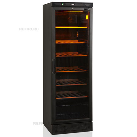 Холодильник Tefcold 425 Black VIP в аренду, среднетемпературный, витринного типа, с замком, полностью черный